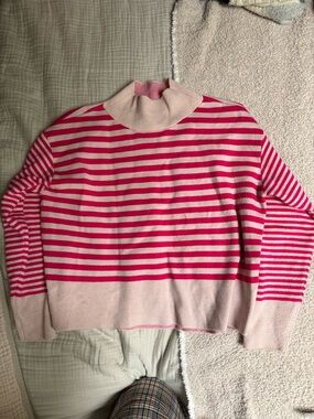 Anthropologie Maeve Striped Pink Crewneck Sweater - Women's